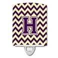 thumbnail image 1 of Letter H Chevron Purple and Gold Ceramic Night Light, 1 of 1