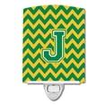 thumbnail image 1 of Letter J Chevron Green and Gold Ceramic Night Light, 1 of 1