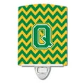 thumbnail image 1 of Letter Q Chevron Green and Gold Ceramic Night Light, 1 of 1