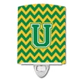 thumbnail image 1 of Caroline's Treasures CJ1059-UCNL Letter U Chevron Green and Gold Ceramic Night Light, 6x4x3", multicolor, 1 of 1