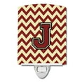thumbnail image 1 of Caroline's Treasures CJ1061-JCNL Letter J Chevron Maroon and Gold Ceramic Night Light, 6x4x3", multicolor, 1 of 1