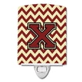thumbnail image 1 of Letter X Chevron Maroon and Gold Ceramic Night Light, 1 of 1