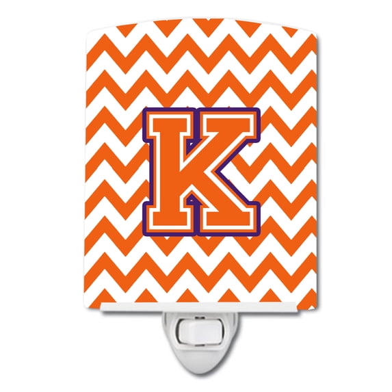 Letter K Chevron Orange and Regalia Ceramic Night Light