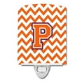 thumbnail image 1 of Caroline's Treasures CJ1062-PCNL Letter P Chevron Orange and Regalia Ceramic Night Light, 6x4x3", multicolor, 1 of 1