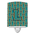 thumbnail image 1 of Caroline's Treasures CJ1063-LCNL Letter L Football Aqua, Orange and Marine Blue Ceramic Night Light, 6x4x3", multicolor, 1 of 1