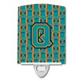 thumbnail image 1 of Caroline's Treasures CJ1063-QCNL Letter Q Football Aqua, Orange and Marine Blue Ceramic Night Light, 6x4x3", multicolor, 1 of 1