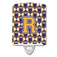 thumbnail image 1 of Caroline's Treasures CJ1064-RCNL Letter R Football Purple and Gold Ceramic Night Light, 6x4x3", multicolor, 1 of 1