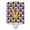 thumbnail image 1 of Caroline's Treasures CJ1064-VCNL Letter V Football Purple and Gold Ceramic Night Light, 6x4x3", multicolor, 1 of 1