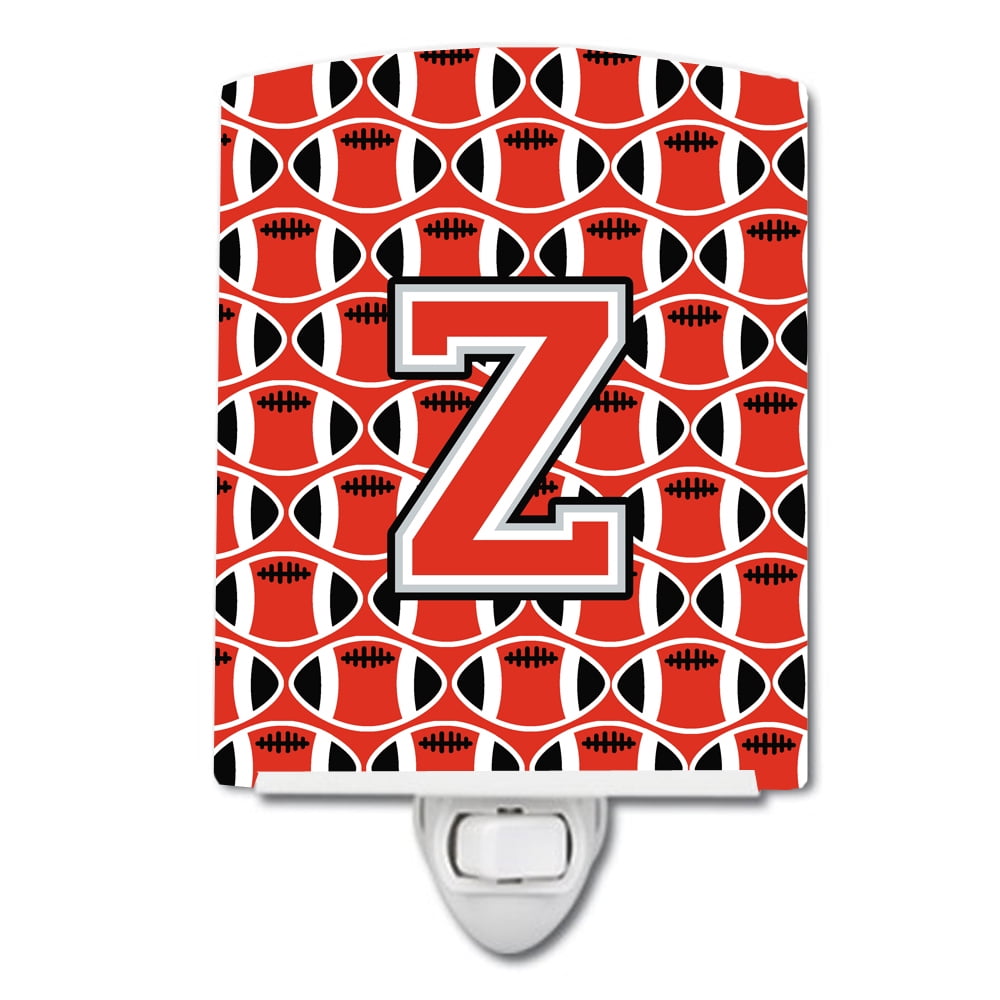 Letter Z Football Scarlet and Grey Ceramic Night Light