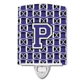 thumbnail image 1 of Letter P Football Purple and White Ceramic Night Light, 1 of 1
