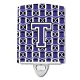 thumbnail image 1 of Caroline's Treasures CJ1068-TCNL Letter T Football Purple and White Ceramic Night Light, 6x4x3", multicolor, 1 of 1