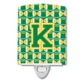 thumbnail image 1 of Caroline's Treasures CJ1069-KCNL Letter K Football Green and Gold Ceramic Night Light, 6x4x3", multicolor, 1 of 1