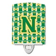 thumbnail image 1 of Caroline's Treasures CJ1069-NCNL Letter N Football Green and Gold Ceramic Night Light, 6x4x3", multicolor, 1 of 1