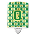 thumbnail image 1 of Letter Q Football Green and Gold Ceramic Night Light, 1 of 1