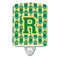 thumbnail image 1 of Caroline's Treasures CJ1069-RCNL Letter R Football Green and Gold Ceramic Night Light, 6x4x3", multicolor, 1 of 1