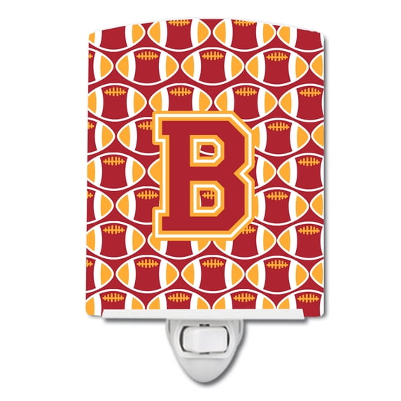 Letter B Football Cardinal and Gold Ceramic Night Light