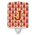 thumbnail image 1 of Caroline's Treasures CJ1070-JCNL Letter J Football Cardinal and Gold Ceramic Night Light, 6x4x3", multicolor, 1 of 1