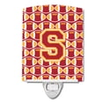 thumbnail image 1 of Caroline's Treasures CJ1070-SCNL Letter S Football Cardinal and Gold Ceramic Night Light, 6x4x3", multicolor, 1 of 1