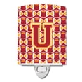 thumbnail image 1 of Letter U Football Cardinal and Gold Ceramic Night Light, 1 of 1