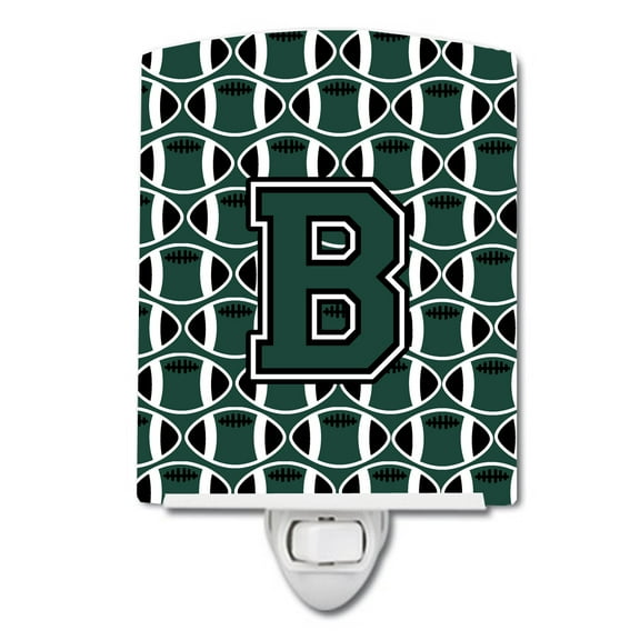 Caroline's Treasures CJ1071-BCNL Letter B Football Green and White Ceramic Night Light, 6x4x3", multicolor