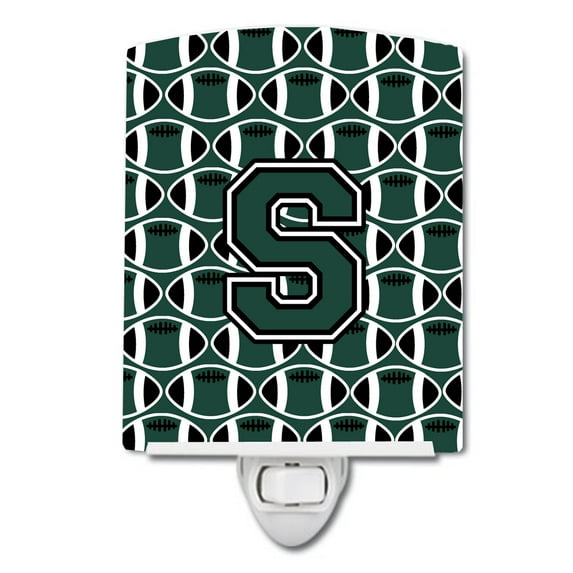 Letter S Football Green and White Ceramic Night Light