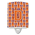 thumbnail image 1 of Letter D Football Orange, White and Regalia Ceramic Night Light, 1 of 1