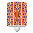 thumbnail image 1 of Caroline's Treasures CJ1072-ICNL Letter I Football Orange, White and Regalia Ceramic Night Light, 6x4x3", multicolor, 1 of 1