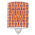 thumbnail image 1 of Caroline's Treasures CJ1072-WCNL Letter W Football Orange, White and Regalia Ceramic Night Light, 6x4x3", multicolor, 1 of 1