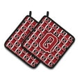 thumbnail image 1 of Caroline's Treasures CJ1073-QPTHD Letter Q Football Red, Black and White Pair of Pot Holders, 7.5HX7.5W, multicolor, 1 of 2