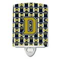 thumbnail image 1 of Caroline's Treasures CJ1074-DCNL Letter D Football Blue and Gold Ceramic Night Light, 6x4x3", multicolor, 1 of 1