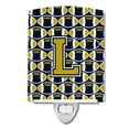 thumbnail image 1 of Caroline's Treasures CJ1074-LCNL Letter L Football Blue and Gold Ceramic Night Light, 6x4x3", multicolor, 1 of 1
