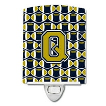 Letter Q Football Blue and Gold Ceramic Night Light