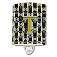 thumbnail image 1 of Caroline's Treasures CJ1074-TCNL Letter T Football Blue and Gold Ceramic Night Light, 6x4x3", multicolor, 1 of 1