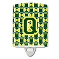 thumbnail image 1 of Caroline's Treasures CJ1075-QCNL Letter Q Football Green and Yellow Ceramic Night Light, 6x4x3", multicolor, 1 of 1
