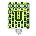 thumbnail image 1 of Caroline's Treasures CJ1075-UCNL Letter U Football Green and Yellow Ceramic Night Light, 6x4x3", multicolor, 1 of 1