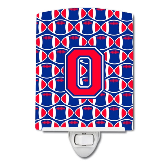 Caroline's Treasures CJ1076-OCNL Letter O Football Harvard Crimson and Yale Blue Ceramic Night Light, 6x4x3", multicolor