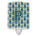 thumbnail image 1 of Caroline's Treasures CJ1077-PCNL Letter P Football Blue and Gold Ceramic Night Light, 6x4x3", multicolor, 1 of 1