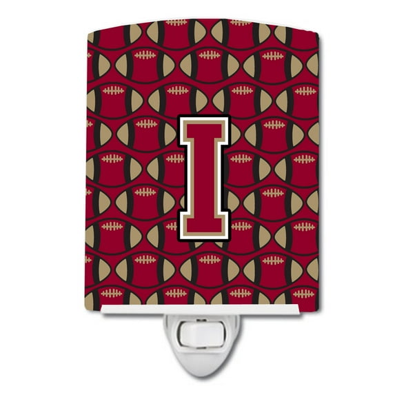 Letter I Football Garnet and Gold Ceramic Night Light