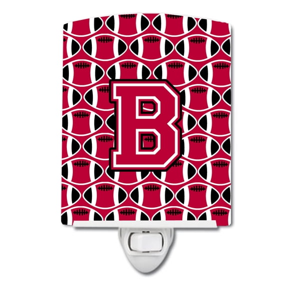 Caroline's Treasures CJ1079-BCNL Letter B Football Crimson and White Ceramic Night Light, 6x4x3", multicolor
