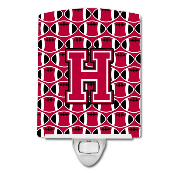 Letter H Football Crimson and White Ceramic Night Light