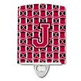 thumbnail image 1 of Caroline's Treasures CJ1079-JCNL Letter J Football Crimson and White Ceramic Night Light, 6x4x3", multicolor, 1 of 1