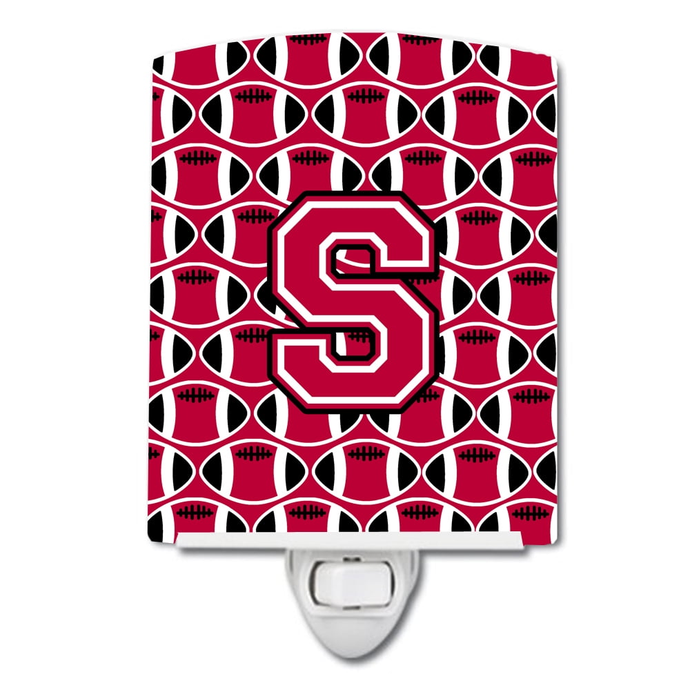 Letter S Football Crimson and White Ceramic Night Light