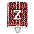 thumbnail image 1 of Letter Z Football Cardinal and White Ceramic Night Light, 1 of 1