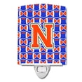 thumbnail image 1 of Caroline's Treasures CJ1083-NCNL Letter N Football Green, Blue and Orange Ceramic Night Light, 6x4x3", multicolor, 1 of 1