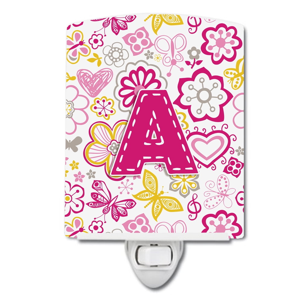 Caroline's Treasures CJ2005-ACNL Letter A Flowers and Butterflies Pink ...