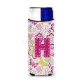 thumbnail image 1 of Caroline's Treasures CJ2005-HMUK Letter H Flowers and Butterflies Pink Ultra Hugger for slim cans, Slim Can, multicolor, 1 of 2