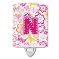 thumbnail image 1 of Caroline's Treasures CJ2005-NCNL Letter N Flowers and Butterflies Pink Ceramic Night Light, 6x4x3", multicolor, 1 of 1