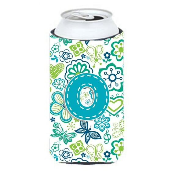 Caroline's Treasures CJ2006-OTBC Letter O Flowers and Butterflies Teal Blue Tall Boy Hugger, Tall Boy, multicolor