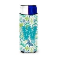thumbnail image 1 of Caroline's Treasures CJ2006-WMUK Letter W Flowers and Butterflies Teal Blue Ultra Hugger for slim cans, Slim Can, multicolor, 1 of 2