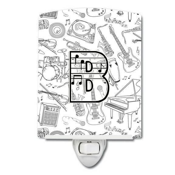 Caroline's Treasures CJ2007-BCNL Letter B Musical Note Letters Ceramic Night Light, 6x4x3", multicolor